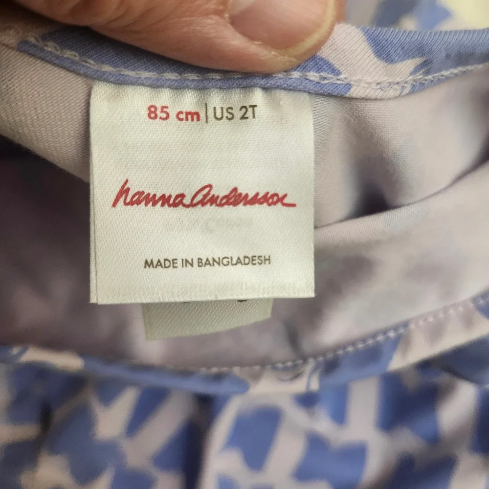 Hanna Andersson Kids 2T Blue Butterfly Print Pocket Play Dress Whimsical Organic